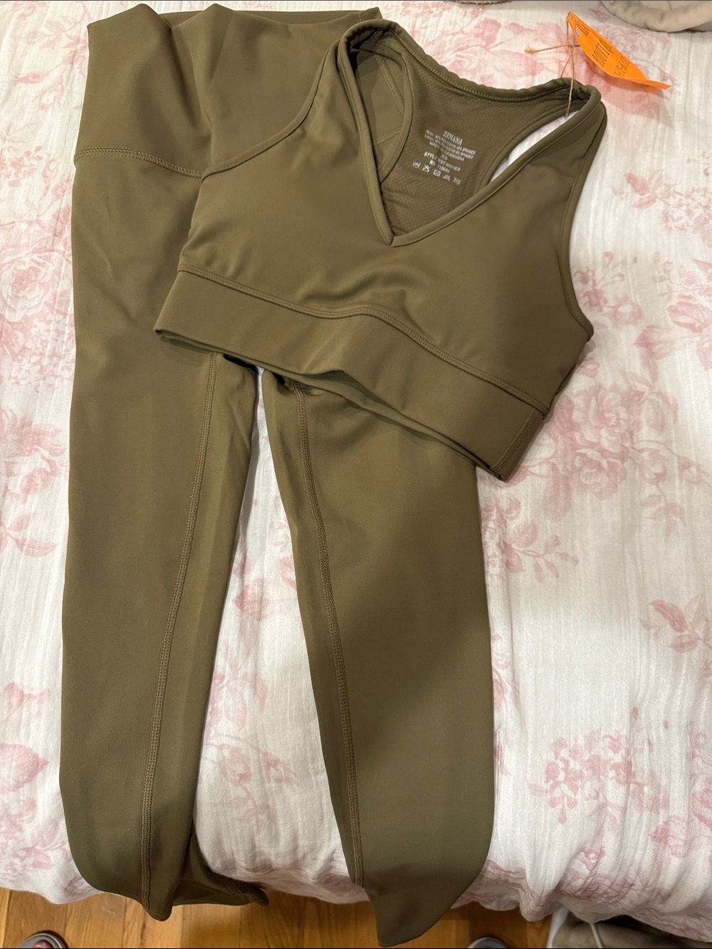Zenana Outfitters Olive Active Bralette & High-Rise Leggings Set
